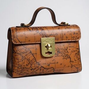 Patricia Nash Brown Satchel with Map Design